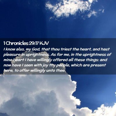 Picture 02 - 1 Chronicles 29:17 KJV - I know also, my God, that thou triest the heart, - Bible Verse Picture