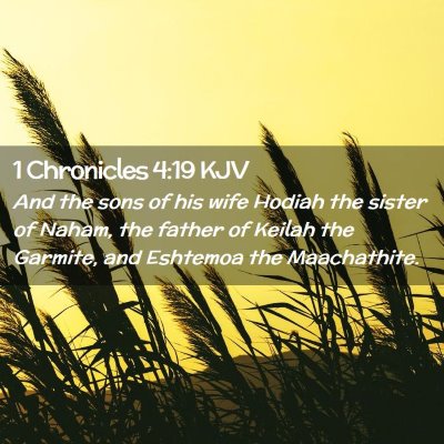 Picture 02 - 1 Chronicles 4:19 KJV - And the sons of his wife Hodiah the sister of - Bible Verse Picture