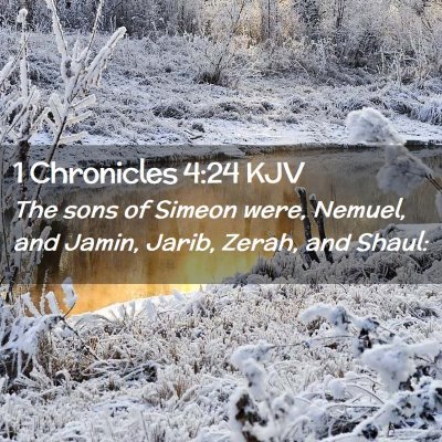 Picture 02 - 1 Chronicles 4:24 KJV - The sons of Simeon were, Nemuel, and Jamin, - Bible Verse Picture