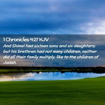 Picture 02 - 1 Chronicles 4:27 KJV - And Shimei had sixteen sons and six daughters: - Bible Verse Picture
