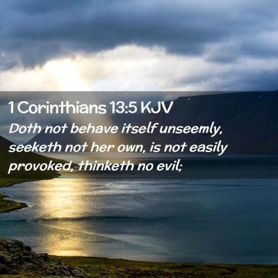 Picture 02 - 1 Corinthians 13:5 KJV - Doth not behave itself unseemly, seeketh not her - Bible Verse Picture