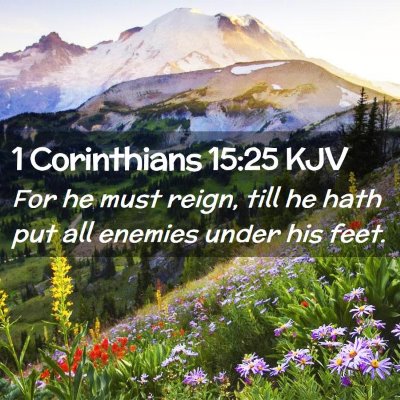 Picture 02 - 1 Corinthians 15:25 KJV - For he must reign, till he hath put all enemies - Bible Verse Picture