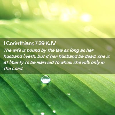 Picture 02 - 1 Corinthians 7:39 KJV - The wife is bound by the law as long as her - Bible Verse Picture