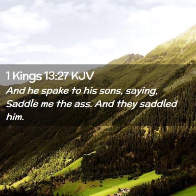 Picture 02 - 1 Kings 13:27 KJV - And he spake to his sons, saying, Saddle me the - Bible Verse Picture