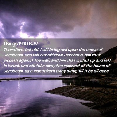 Picture 02 - 1 Kings 14:10 KJV - Therefore, behold, I will bring evil upon the - Bible Verse Picture