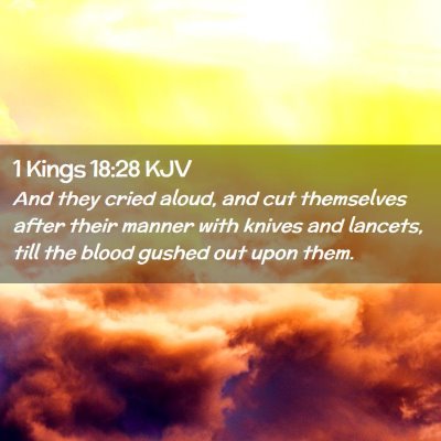 Picture 02 - 1 Kings 18:28 KJV - And they cried aloud, and cut themselves after - Bible Verse Picture