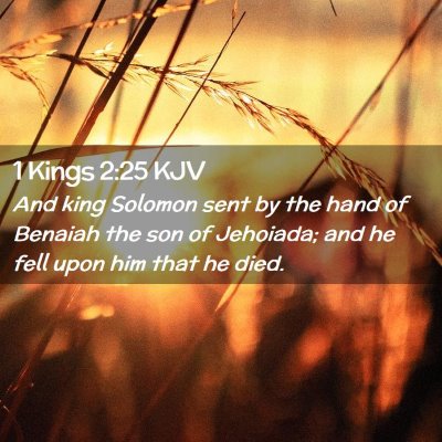 Picture 02 - 1 Kings 2:25 KJV - And king Solomon sent by the hand of Benaiah the - Bible Verse Picture
