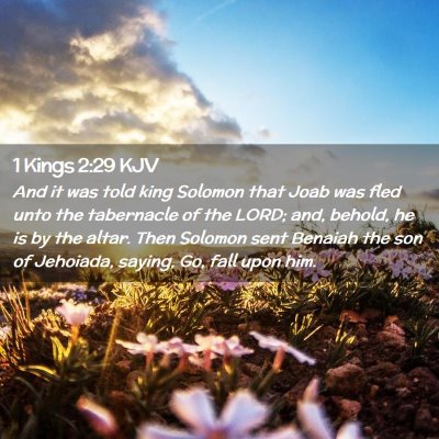 Picture 02 - 1 Kings 2:29 KJV - And it was told king Solomon that Joab was fled - Bible Verse Picture