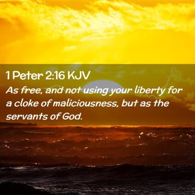 Picture 02 - 1 Peter 2:16 KJV - As free, and not using your liberty for a cloke - Bible Verse Picture
