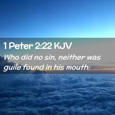 Picture 02 - 1 Peter 2:22 KJV - Who did no sin, neither was guile found in his - Bible Verse Picture