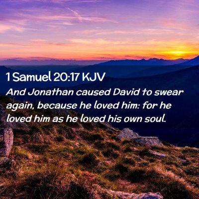 Picture 02 - 1 Samuel 20:17 KJV - And Jonathan caused David to swear again, because - Bible Verse Picture