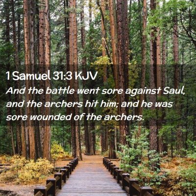 Picture 02 - 1 Samuel 31:3 KJV - And the battle went sore against Saul, and the - Bible Verse Picture