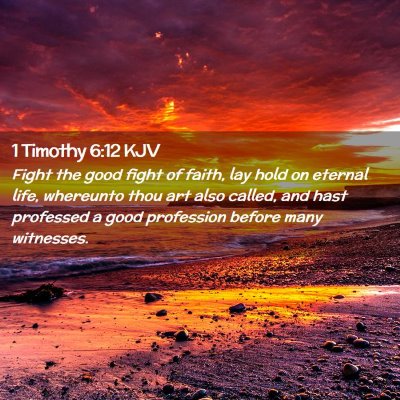 Picture 02 - 1 Timothy 6:12 KJV - Fight the good fight of faith, lay hold on - Bible Verse Picture