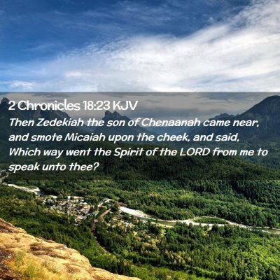 Picture 02 - 2 Chronicles 18:23 KJV - Then Zedekiah the son of Chenaanah came near, and - Bible Verse Picture