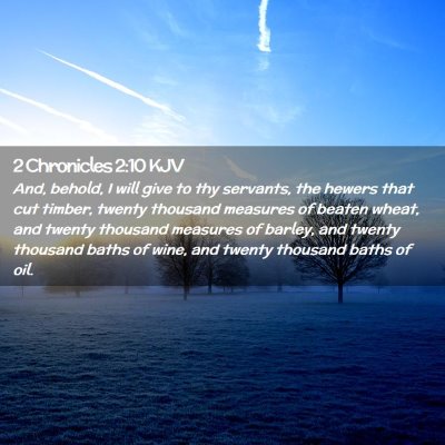 Picture 02 - 2 Chronicles 2:10 KJV - And, behold, I will give to thy servants, the - Bible Verse Picture