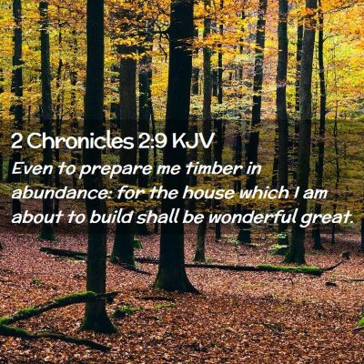 Picture 02 - 2 Chronicles 2:9 KJV - Even to prepare me timber in abundance: for the - Bible Verse Picture