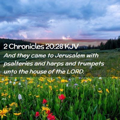Picture 02 - 2 Chronicles 20:28 KJV - And they came to Jerusalem with psalteries and - Bible Verse Picture