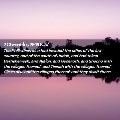 Picture 02 - 2 Chronicles 28:18 KJV - The Philistines also had invaded the cities of - Bible Verse Picture