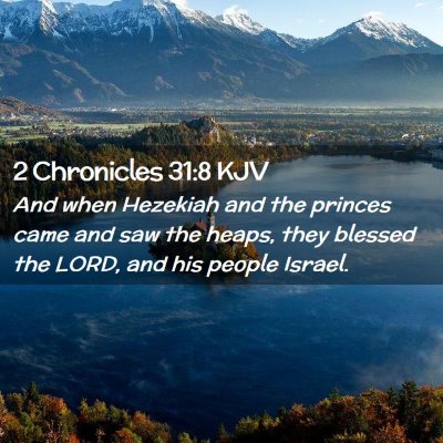 Picture 02 - 2 Chronicles 31:8 KJV - And when Hezekiah and the princes came and saw - Bible Verse Picture