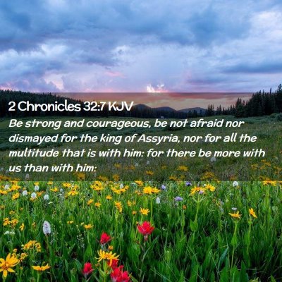 Picture 02 - 2 Chronicles 32:7 KJV - Be strong and courageous, be not afraid nor - Bible Verse Picture