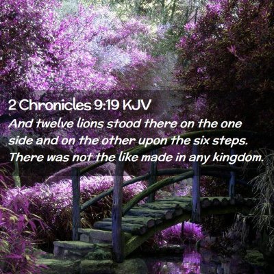 Picture 02 - 2 Chronicles 9:19 KJV - And twelve lions stood there on the one side and - Bible Verse Picture