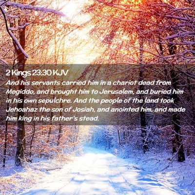 Picture 02 - 2 Kings 23:30 KJV - And his servants carried him in a chariot dead - Bible Verse Picture