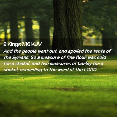 Picture 02 - 2 Kings 7:16 KJV - And the people went out, and spoiled the tents of - Bible Verse Picture