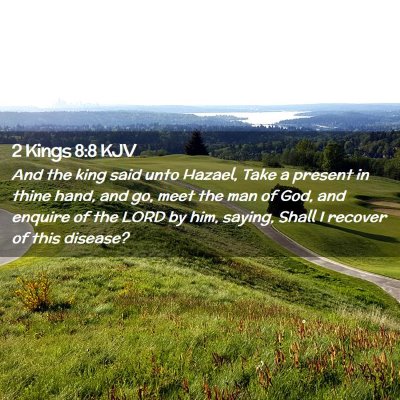 Picture 02 - 2 Kings 8:8 KJV - And the king said unto Hazael, Take a present in - Bible Verse Picture