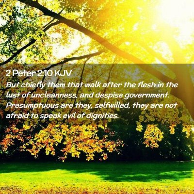 Picture 02 - 2 Peter 2:10 KJV - But chiefly them that walk after the flesh in the - Bible Verse Picture