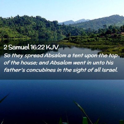 Picture 02 - 2 Samuel 16:22 KJV - So they spread Absalom a tent upon the top of the - Bible Verse Picture