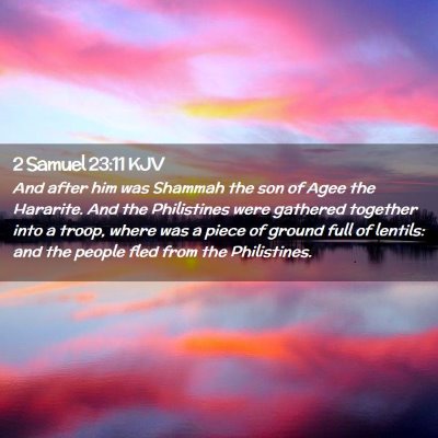 Picture 02 - 2 Samuel 23:11 KJV - And after him was Shammah the son of Agee the - Bible Verse Picture