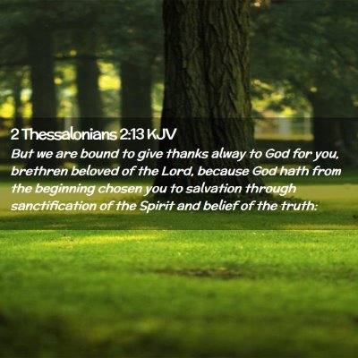 Picture 02 - 2 Thessalonians 2:13 KJV - But we are bound to give thanks alway to God for - Bible Verse Picture