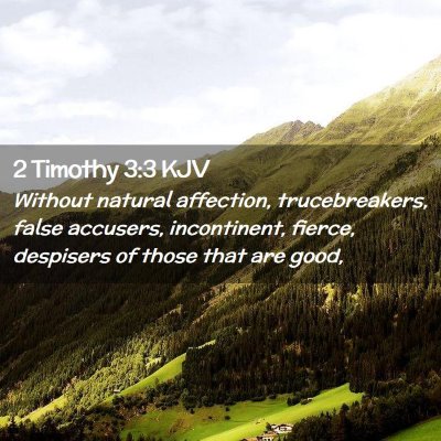 Picture 02 - 2 Timothy 3:3 KJV - Without natural affection, trucebreakers, false - Bible Verse Picture