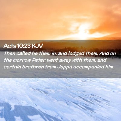 Picture 02 - Acts 10:23 KJV - Then called he them in, and lodged them. And on - Bible Verse Picture