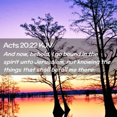 Picture 02 - Acts 20:22 KJV - And now, behold, I go bound in the spirit unto - Bible Verse Picture
