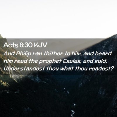 Picture 02 - Acts 8:30 KJV - And Philip ran thither to him, and heard him read - Bible Verse Picture