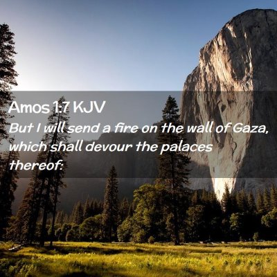 Picture 02 - Amos 1:7 KJV - But I will send a fire on the wall of Gaza, which - Bible Verse Picture