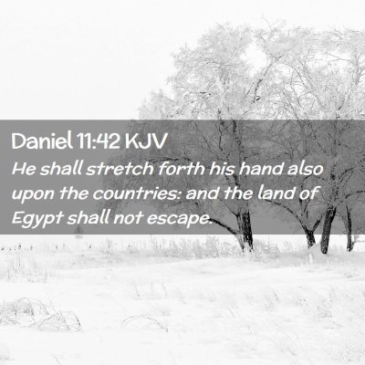 Picture 02 - Daniel 11:42 KJV - He shall stretch forth his hand also upon the - Bible Verse Picture