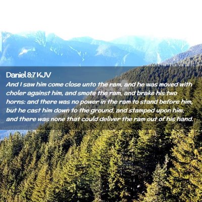 Picture 02 - Daniel 8:7 KJV - And I saw him come close unto the ram, and he was - Bible Verse Picture