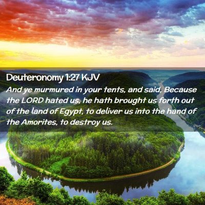 Picture 02 - Deuteronomy 1:27 KJV - And ye murmured in your tents, and said, Because - Bible Verse Picture