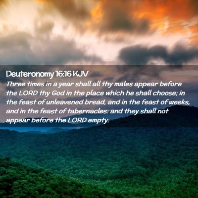 Picture 02 - Deuteronomy 16:16 KJV - Three times in a year shall all thy males appear - Bible Verse Picture