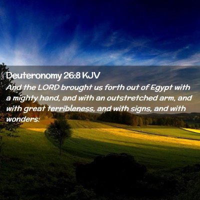 Picture 02 - Deuteronomy 26:8 KJV - And the LORD brought us forth out of Egypt with a - Bible Verse Picture