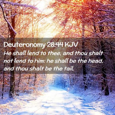 Picture 02 - Deuteronomy 28:44 KJV - He shall lend to thee, and thou shalt not lend to - Bible Verse Picture