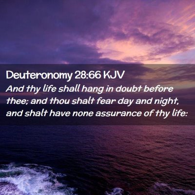 Picture 02 - Deuteronomy 28:66 KJV - And thy life shall hang in doubt before thee; and - Bible Verse Picture