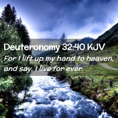 Picture 02 - Deuteronomy 32:40 KJV - For I lift up my hand to heaven, and say, I live - Bible Verse Picture