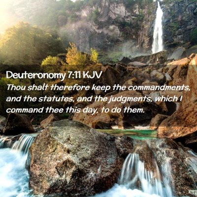 Picture 02 - Deuteronomy 7:11 KJV - Thou shalt therefore keep the commandments, and - Bible Verse Picture