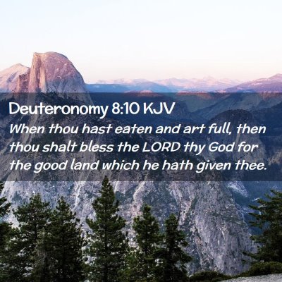 Picture 02 - Deuteronomy 8:10 KJV - When thou hast eaten and art full, then thou - Bible Verse Picture