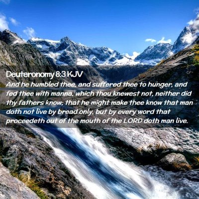 Picture 02 - Deuteronomy 8:3 KJV - And he humbled thee, and suffered thee to hunger, - Bible Verse Picture