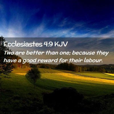 Picture 02 - Ecclesiastes 4:9 KJV - Two are better than one; because they have a good - Bible Verse Picture