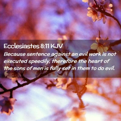 Picture 02 - Ecclesiastes 8:11 KJV - Because sentence against an evil work is not - Bible Verse Picture